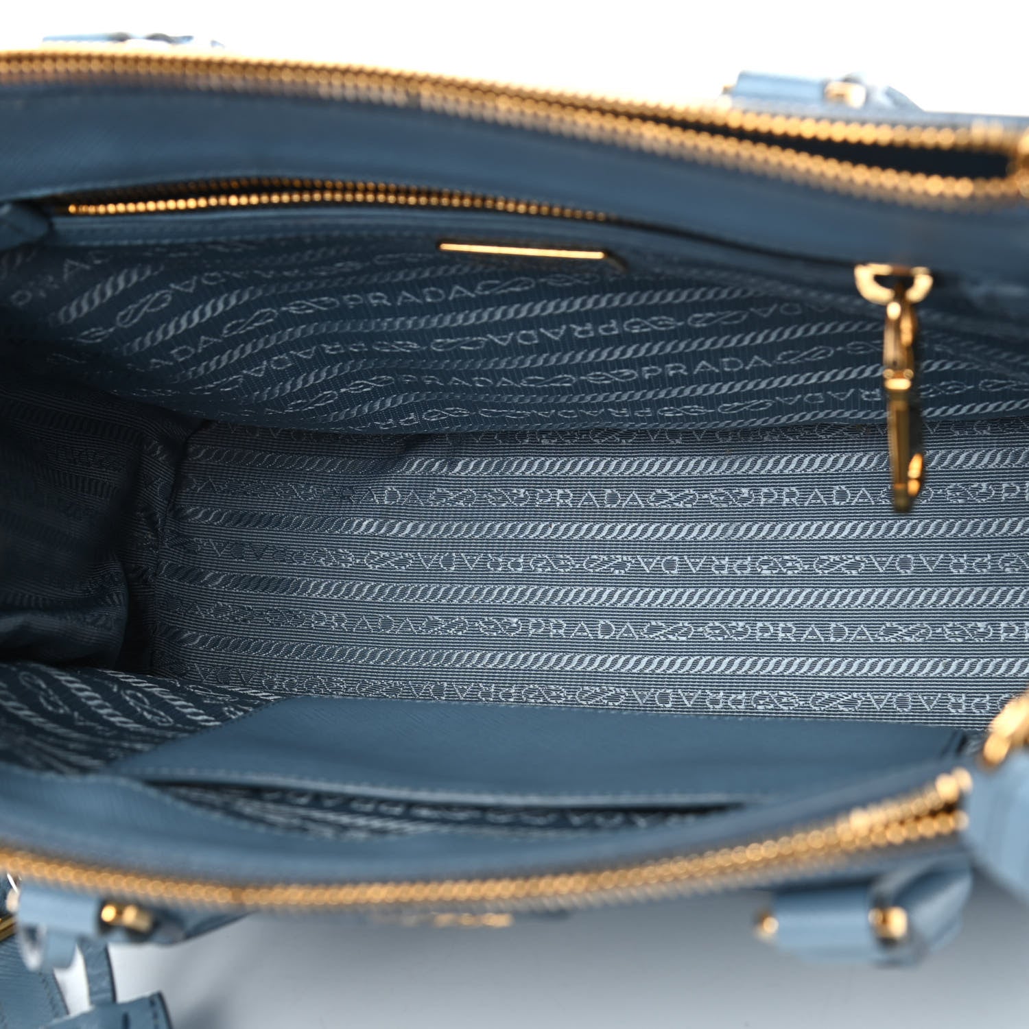 Prada Saffiano Small Galleria Double Zip Tote Aviazione 4 of 6