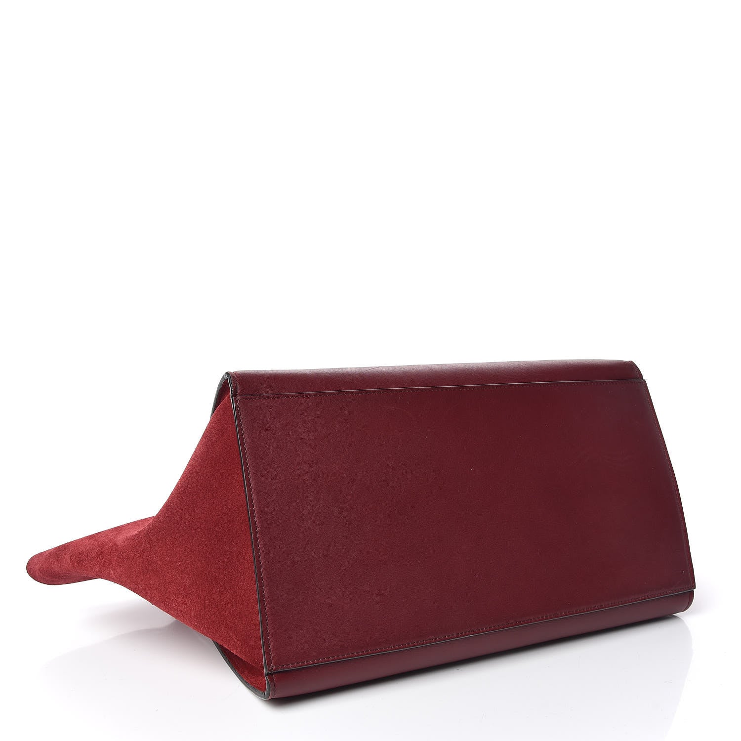 Celine Drummed Calfskin Suede Medium Trapeze Burgundy 4 of 13
