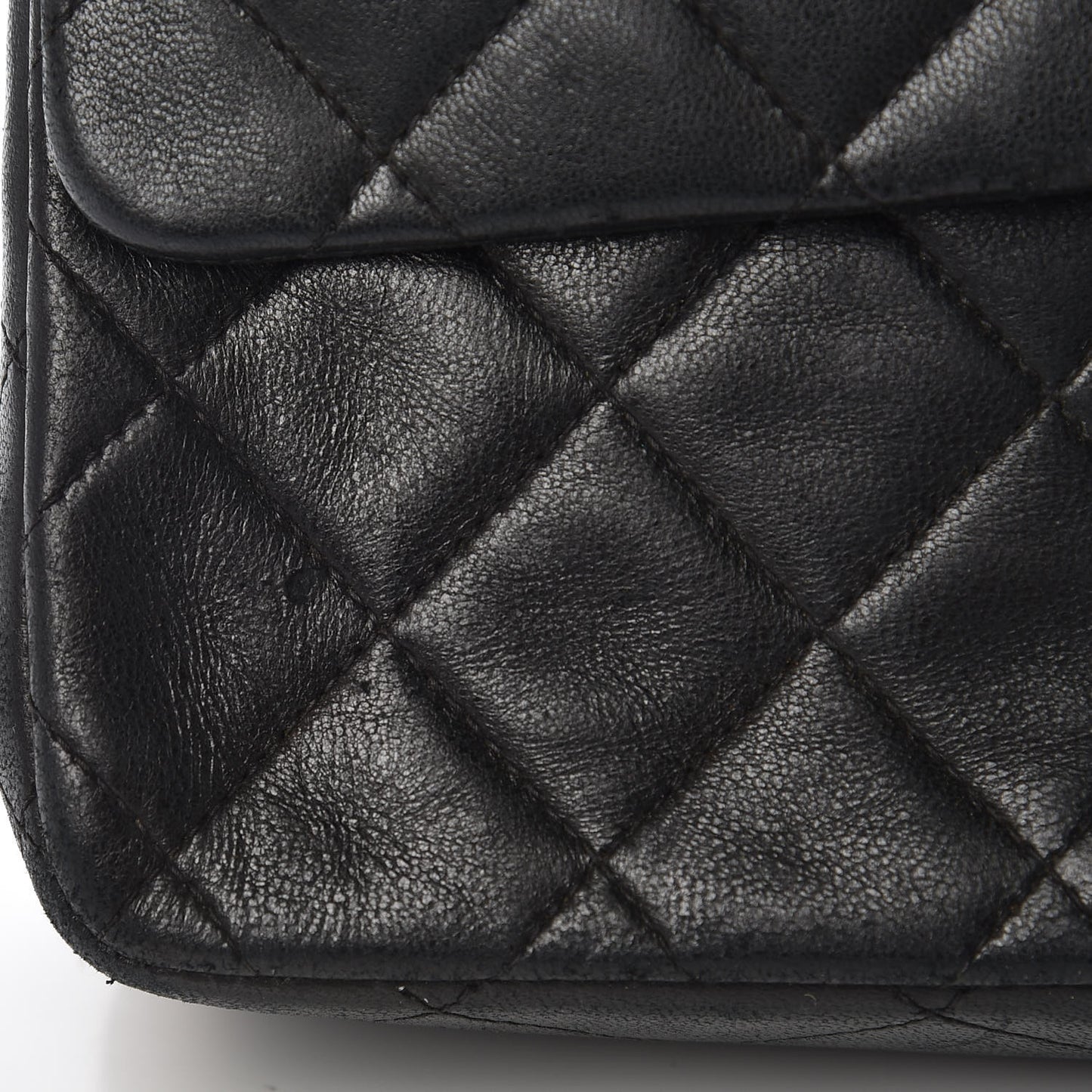 Lambskin Quilted Medium Double Flap Black