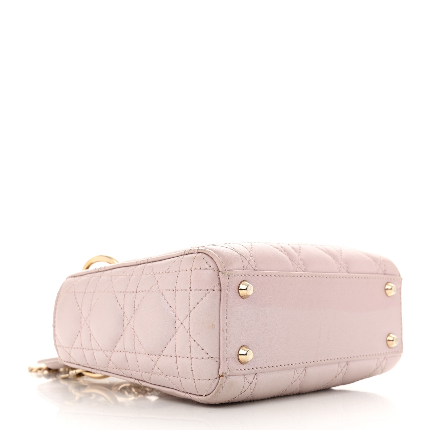Christian Dior Metallic Lambskin Cannage Mini Lady Dior Lotus 4 of 12