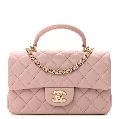 Chanel Lambskin Quilted Mini Top Handle Rectangular Flap Light Pink 8 of 11