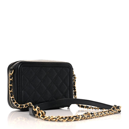 Chanel Caviar Quilted CC Filigree Vanity Clutch With Chain Black 3 of 10