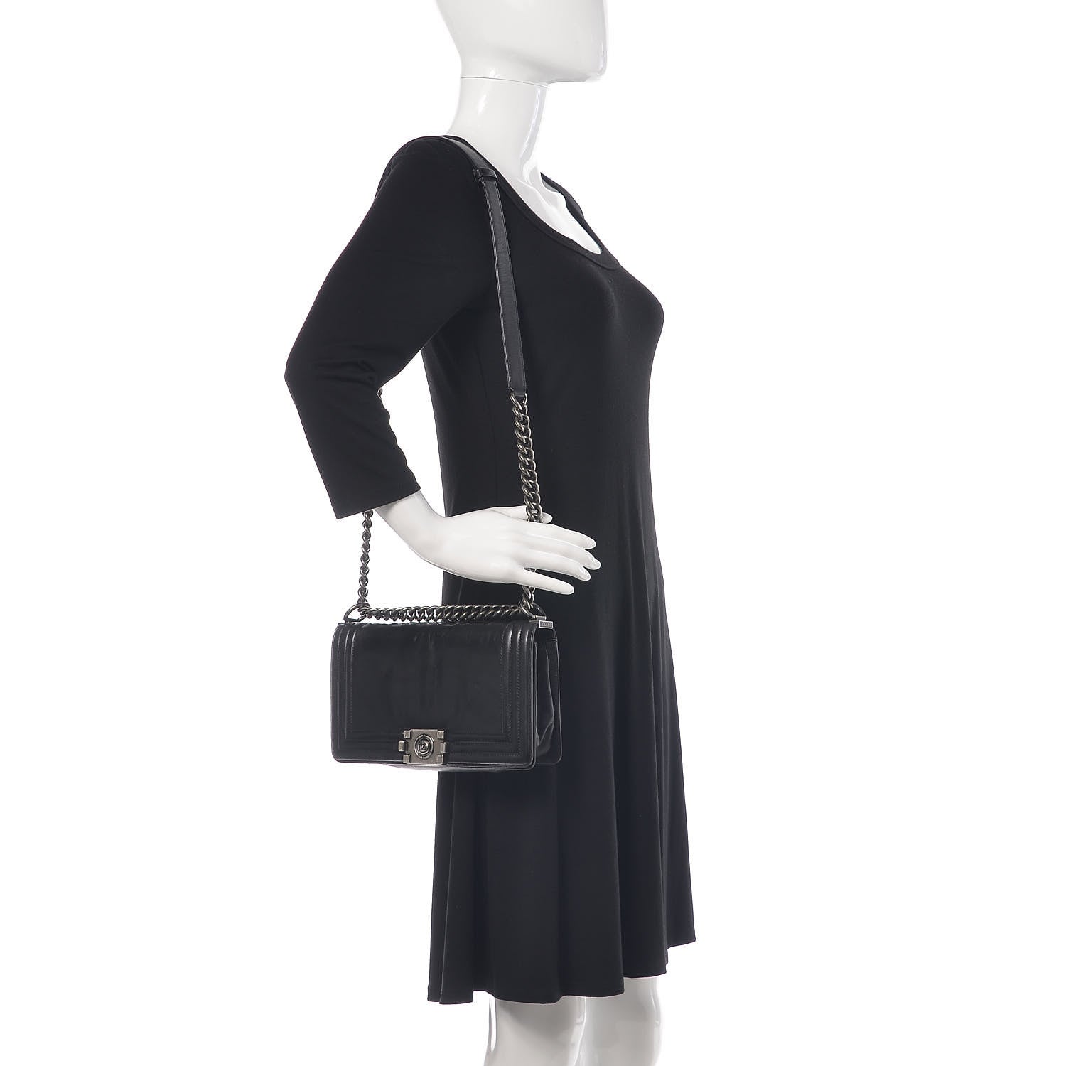 Chanel Glazed Calfskin Medium Boy Flap Black 2 of 15