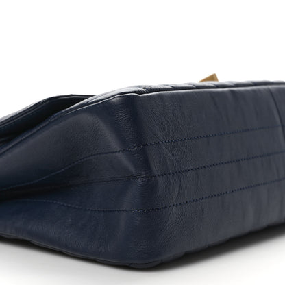 Chanel Crumpled Calfskin Chevron Quilted 2.55 Reissue 226 Navy Blue 8 of 10