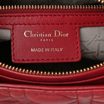 Christian Dior Lambskin Cannage Medium Lady Dior Red 6 of 10