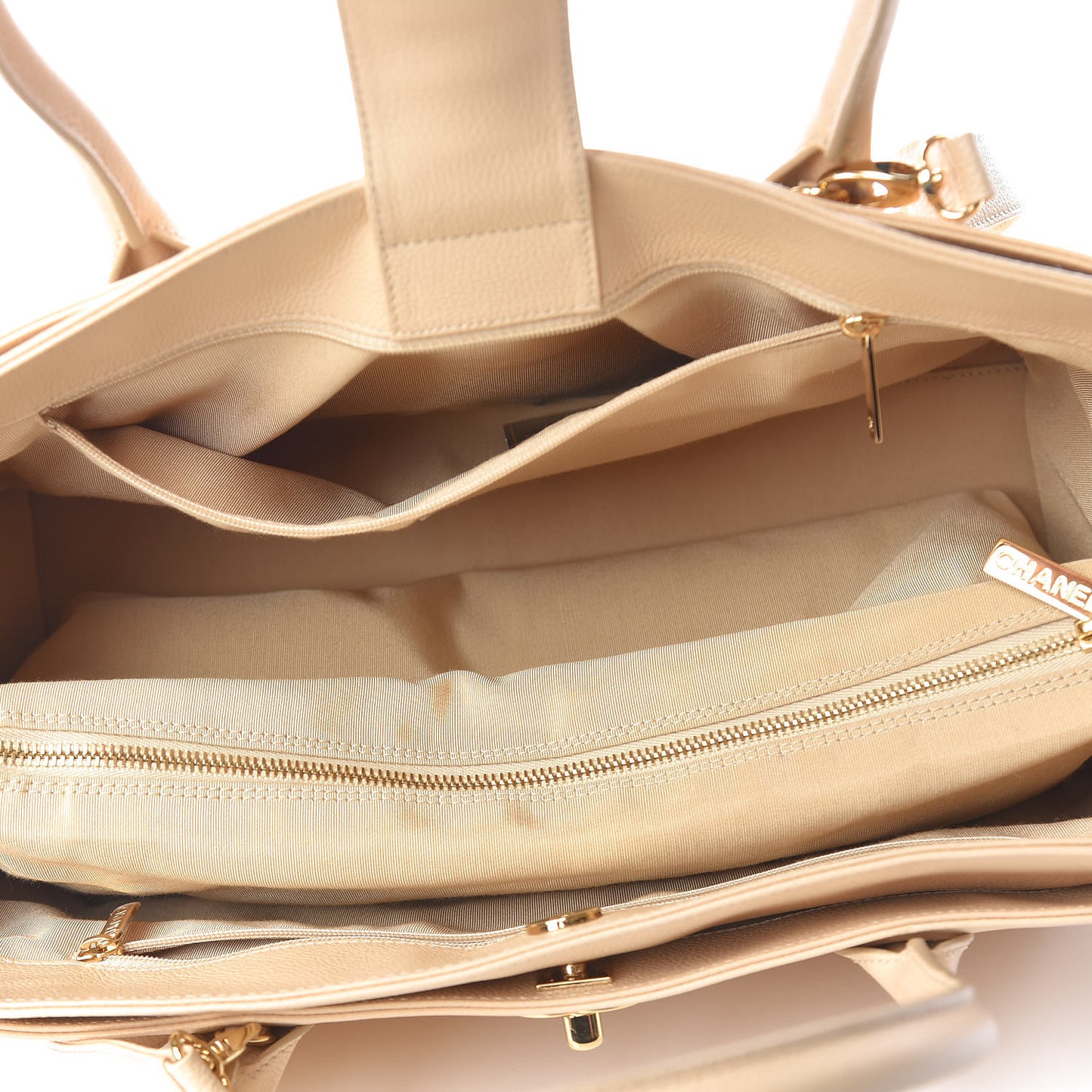 Calfskin Cerf Executive Shopper Tote Beige Clair