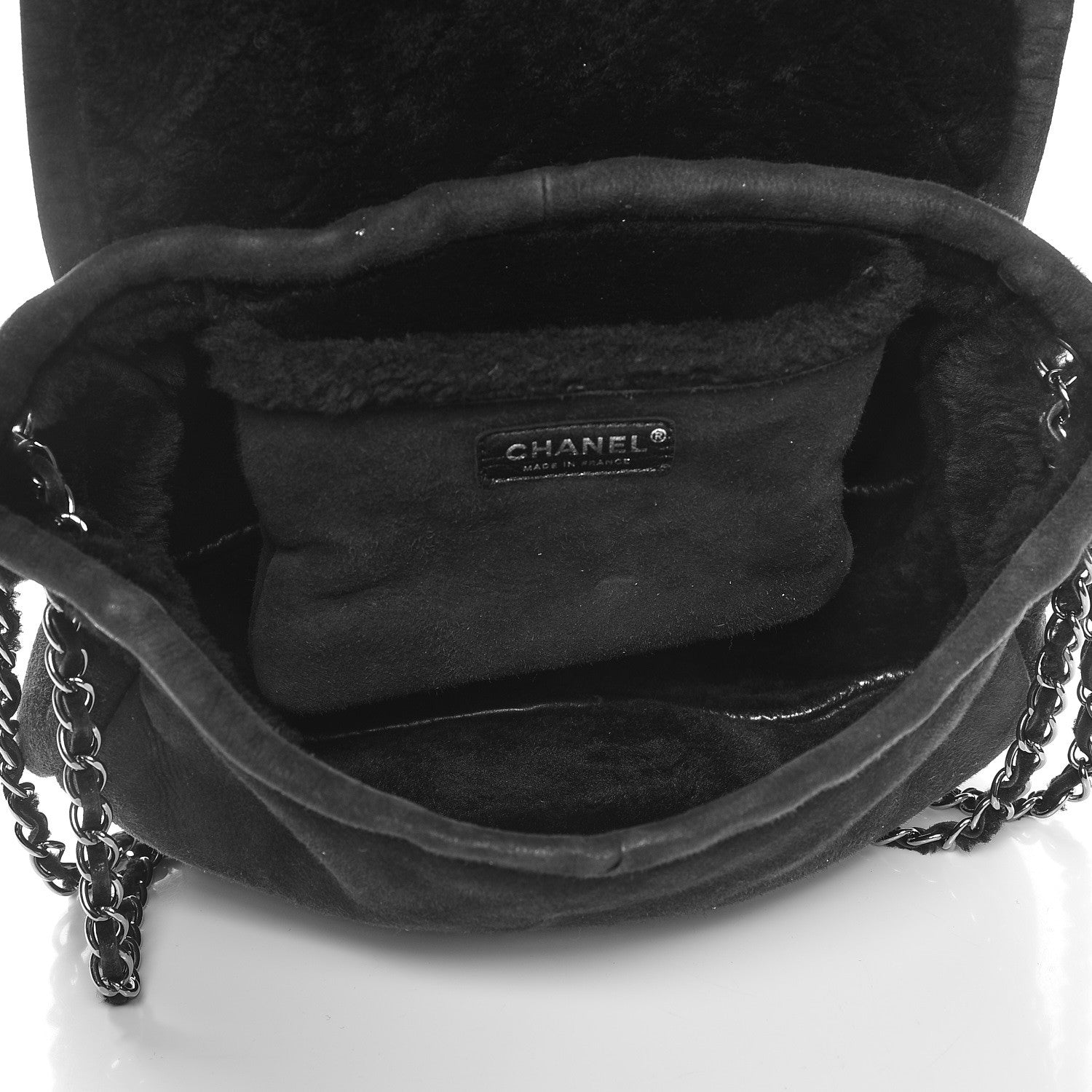 Chanel Shearling Quilted Mademoiselle Flap Black 5 of 10