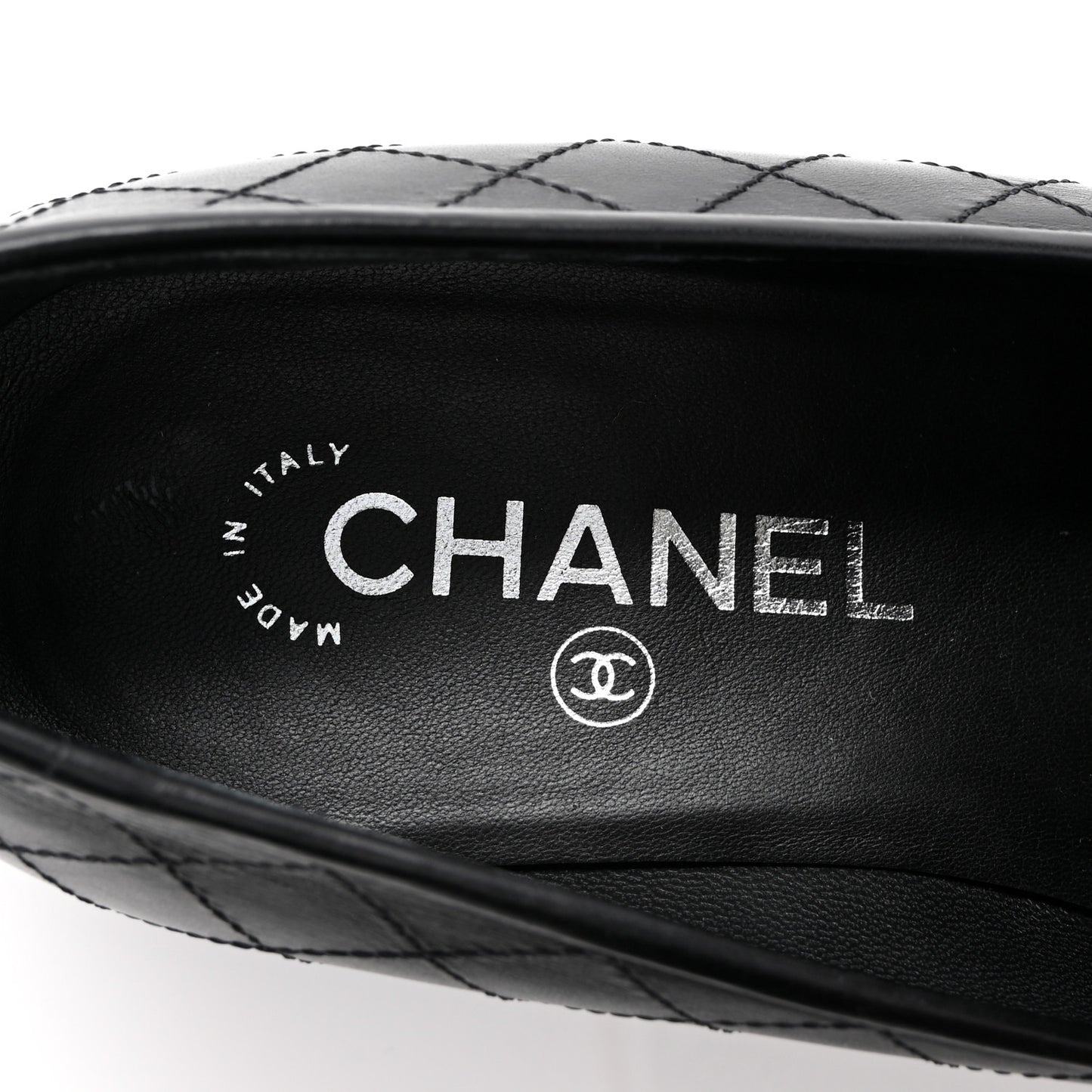 Calfskin Stitched CC Loafers 39 Black