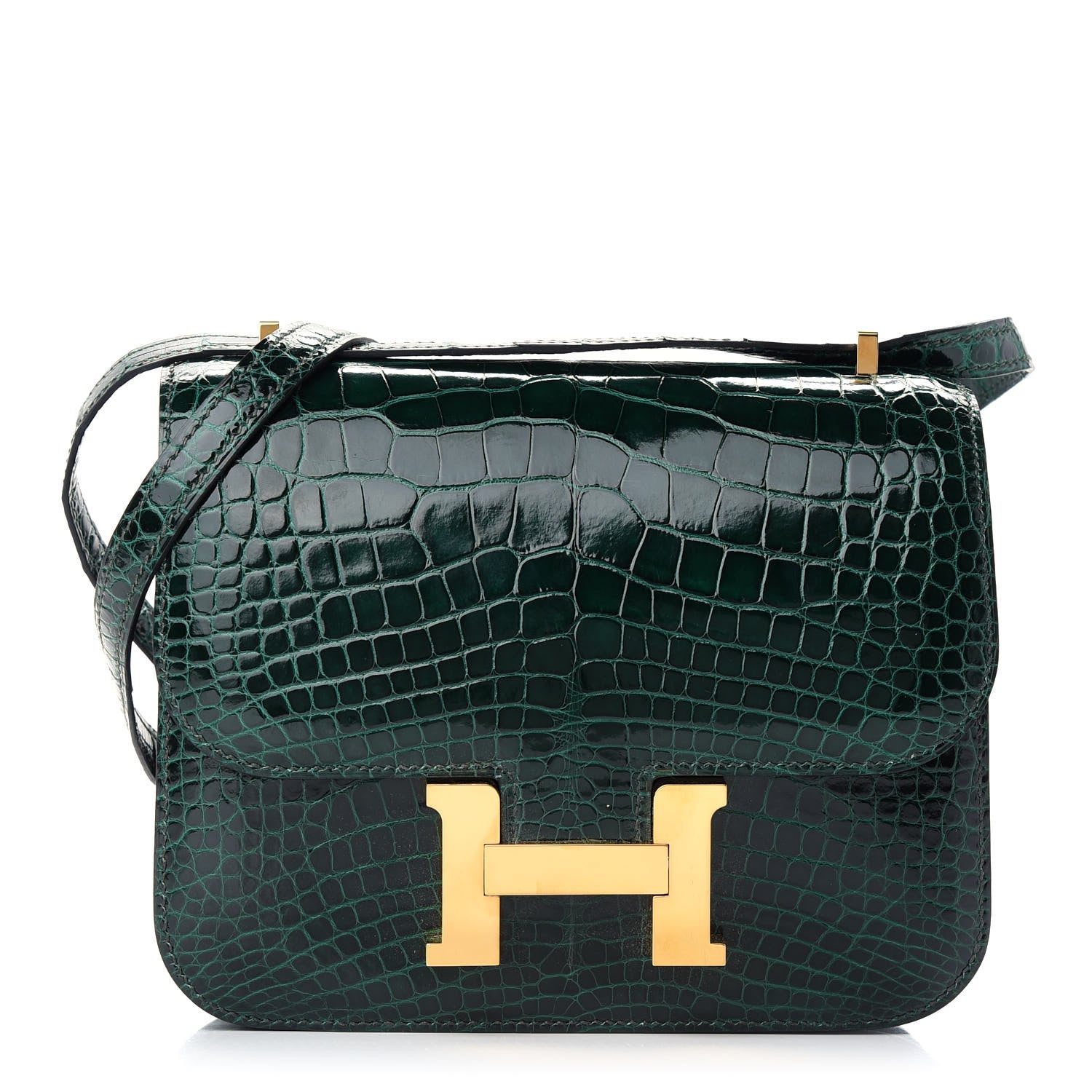 Hermes Shiny Alligator Constance 18 Vert Fonce 1 of 10