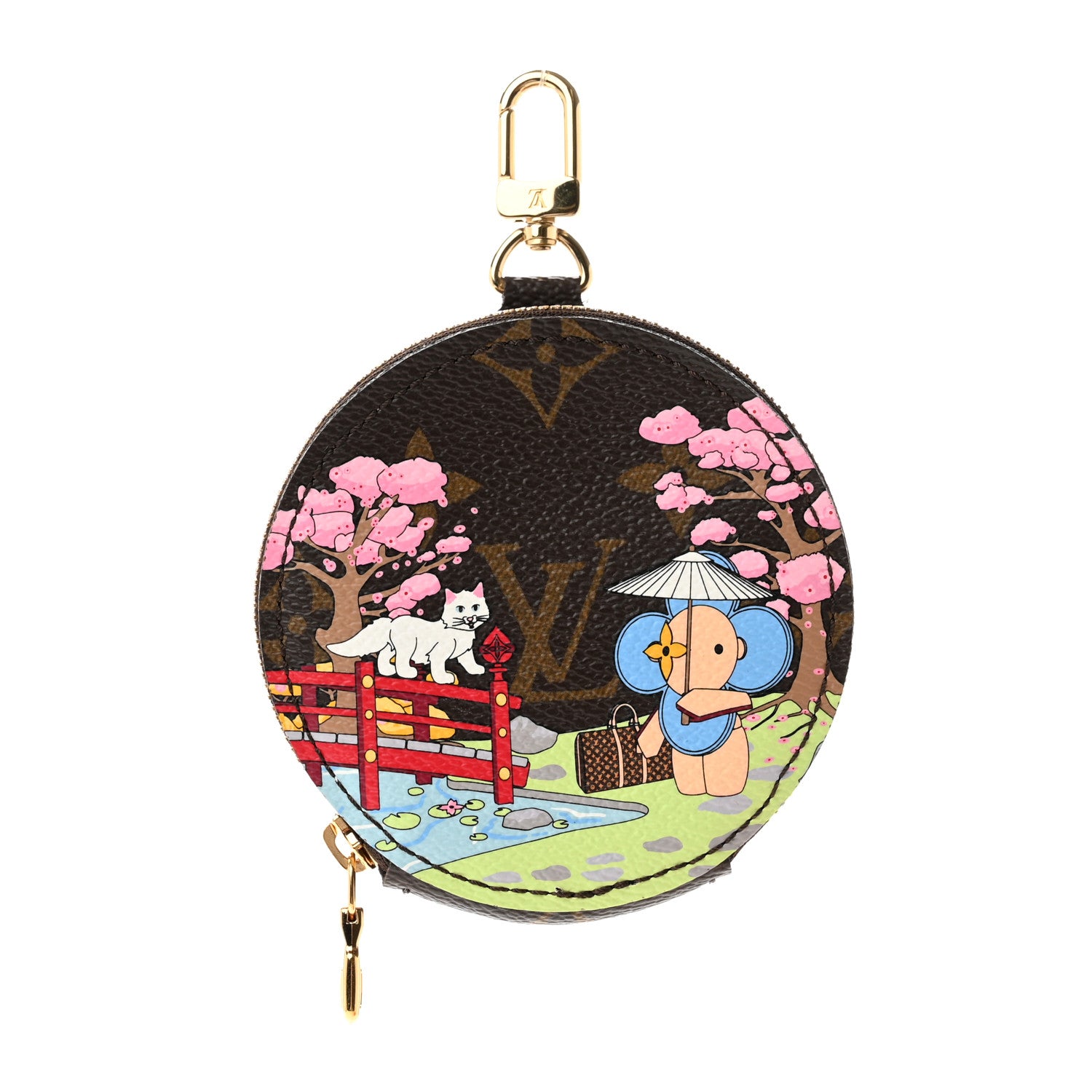 Louis Vuitton Monogram 2021 Christmas Animation Japanese Garden Round Coin Purse Wisteria Pink 1 of 4