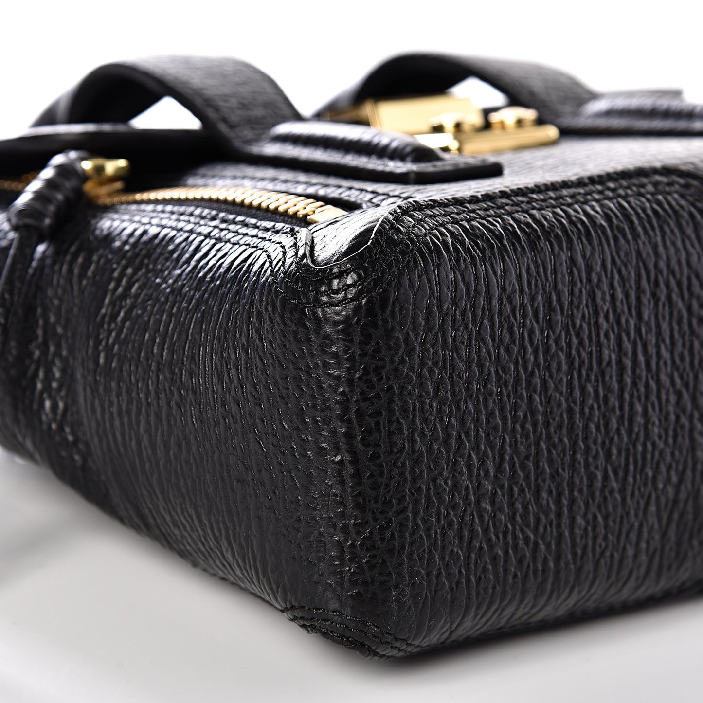 3.1 Textured Calfskin Mini Pashli Satchel Black