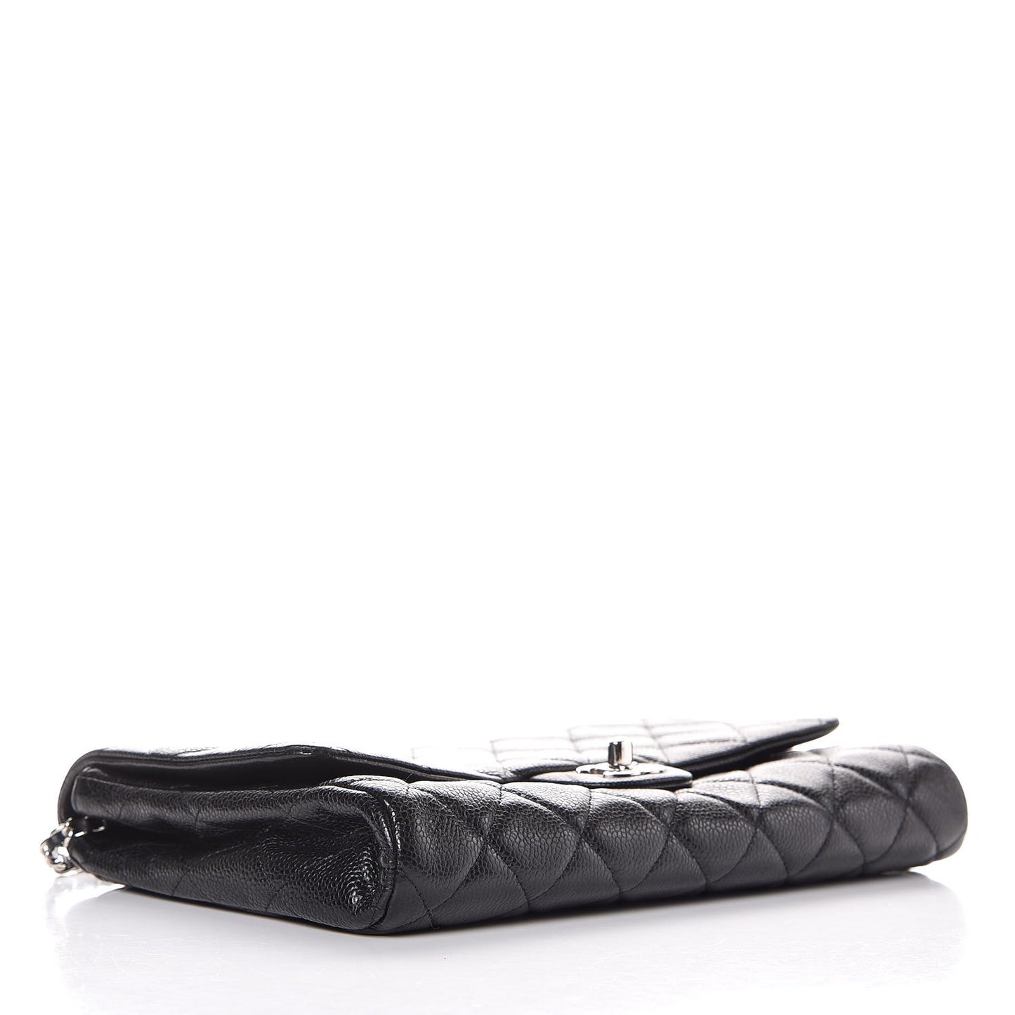 Caviar Quilted Clutch With Chain Flap Black