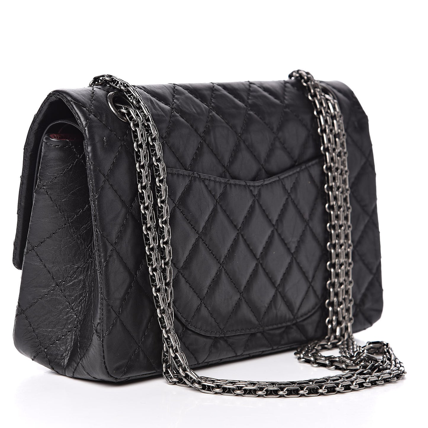 Aged Calfskin Quilted 2.55 Reissue 225 Flap Black