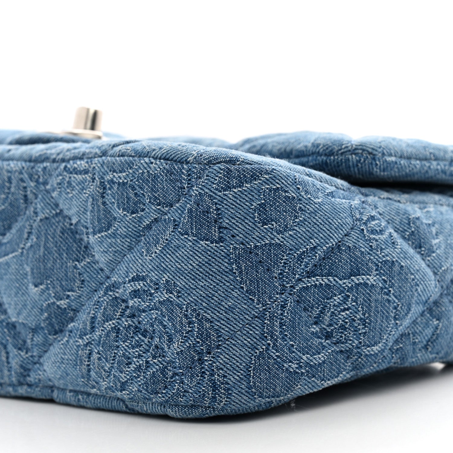 Chanel Denim Quilted Camellia Sweetheart Mini Flap Blue 10 of 10