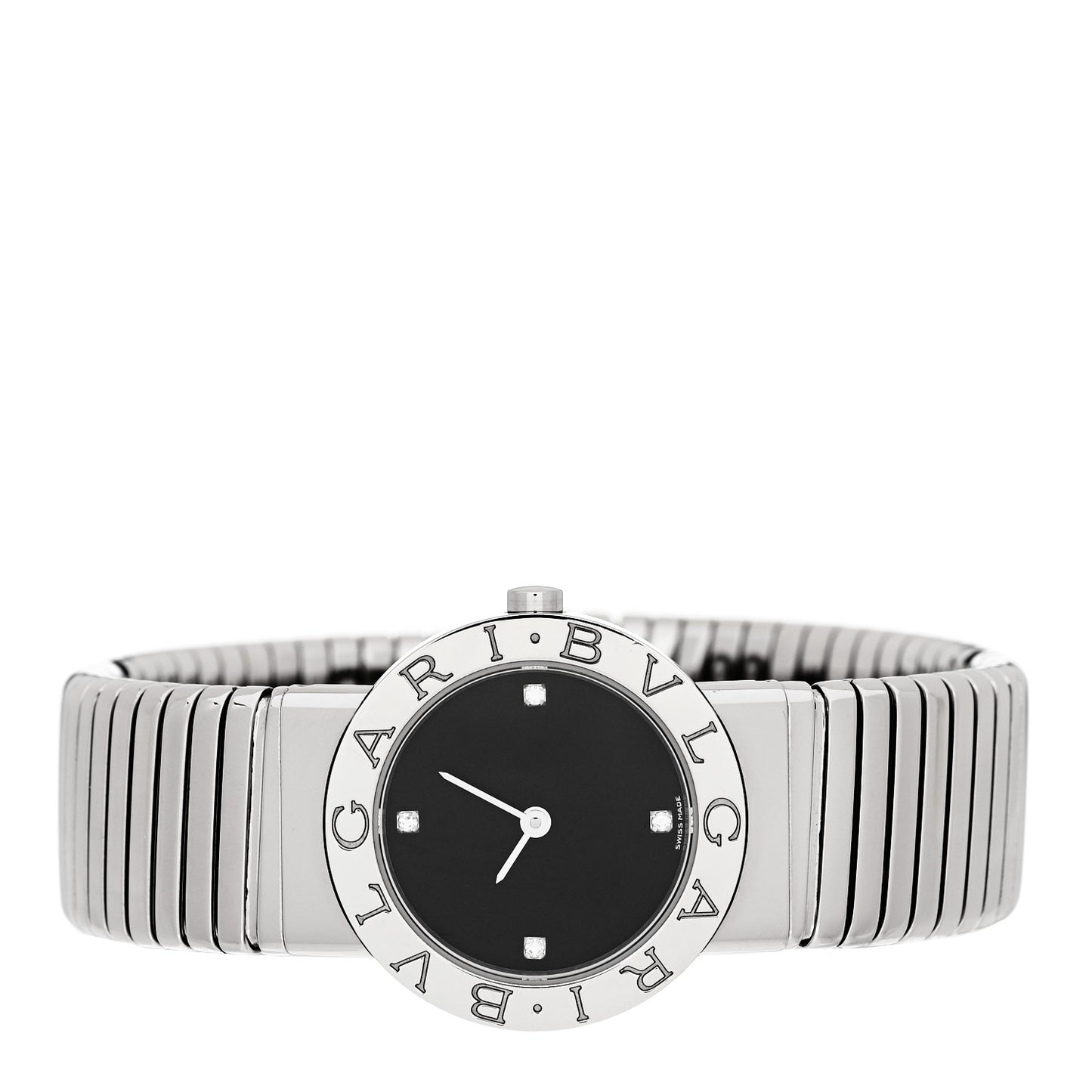 Stainless Steel Diamond 26mm Tubogas Quartz Watch Black