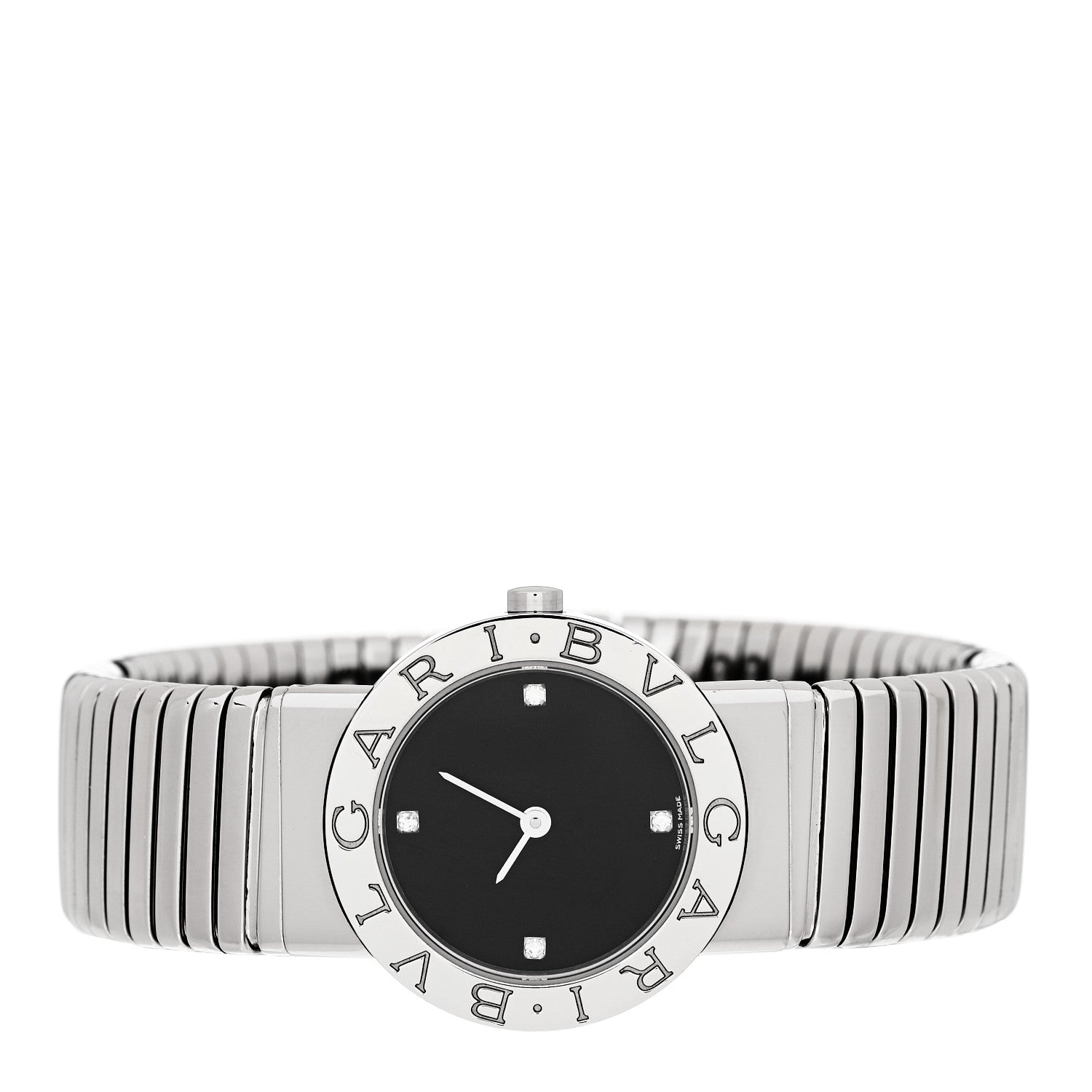 Bulgari Stainless Steel Diamond 26mm Tubogas Quartz Watch Black 2 of 4