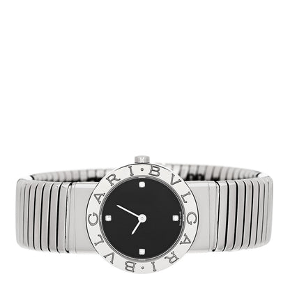 Bulgari Stainless Steel Diamond 26mm Tubogas Quartz Watch Black 2 of 4