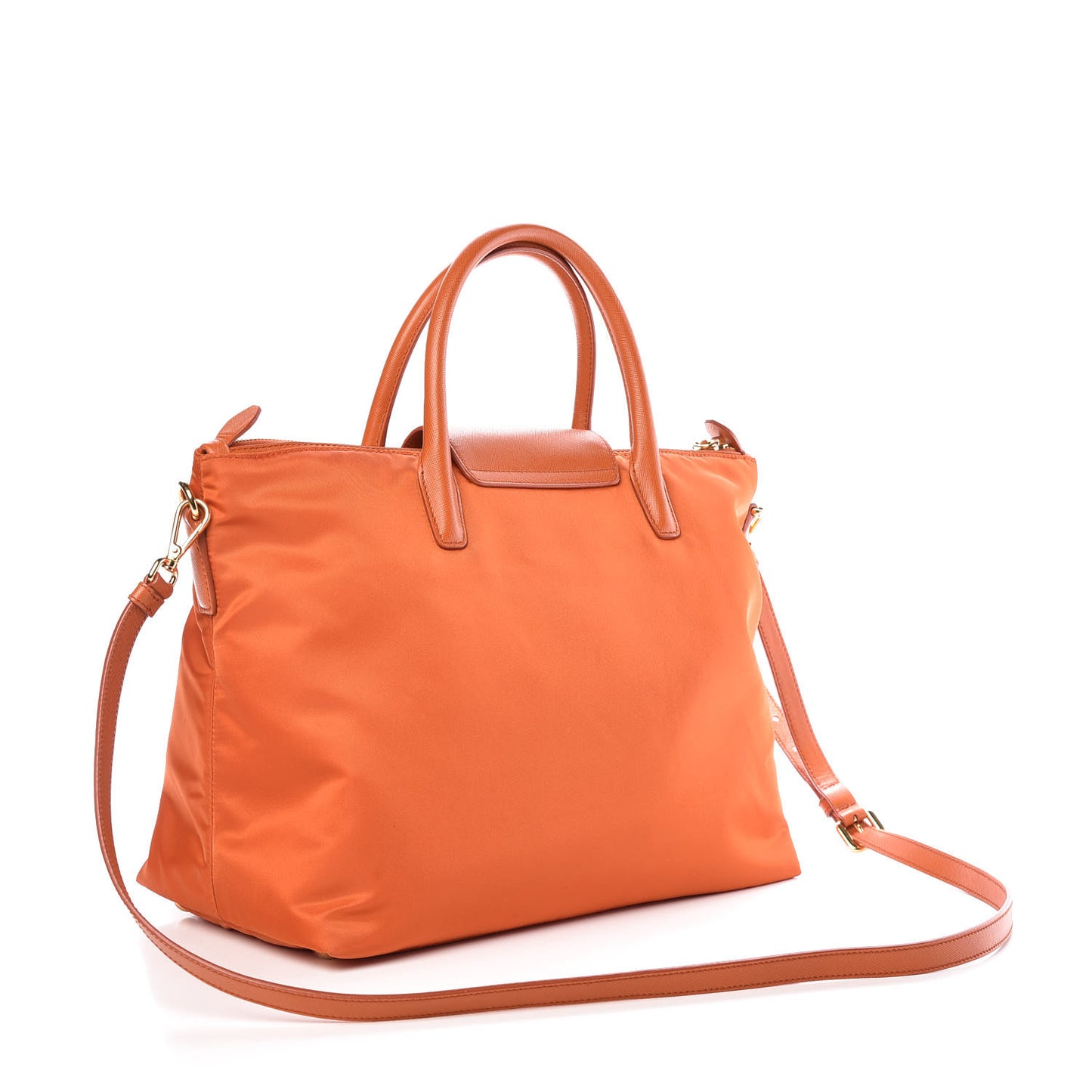 Tessuto Nylon Saffiano Tote Papaya