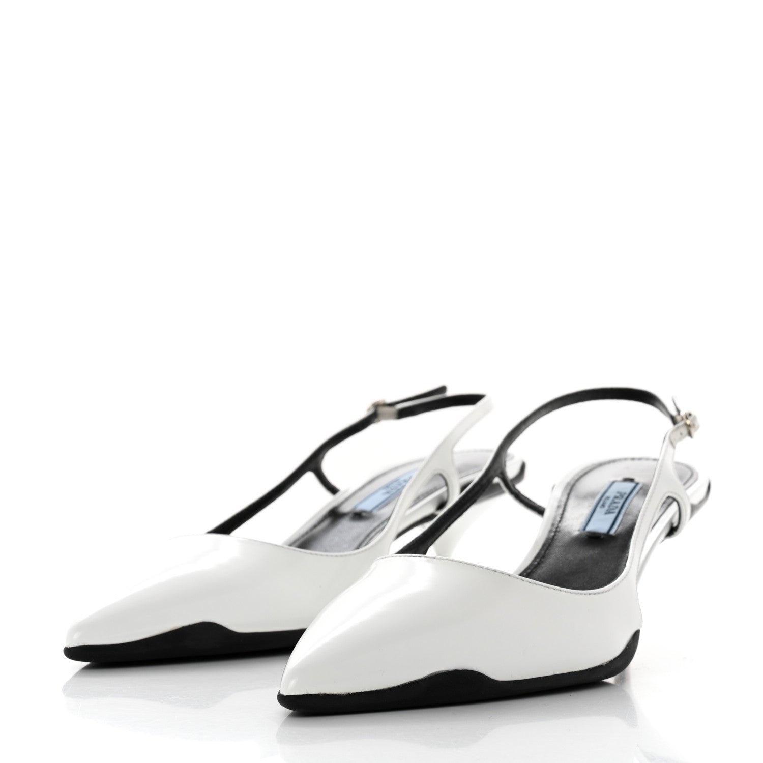 Prada Spazzolato Pointed Toe 55mm Slingback Pumps 38 White 3 of 9