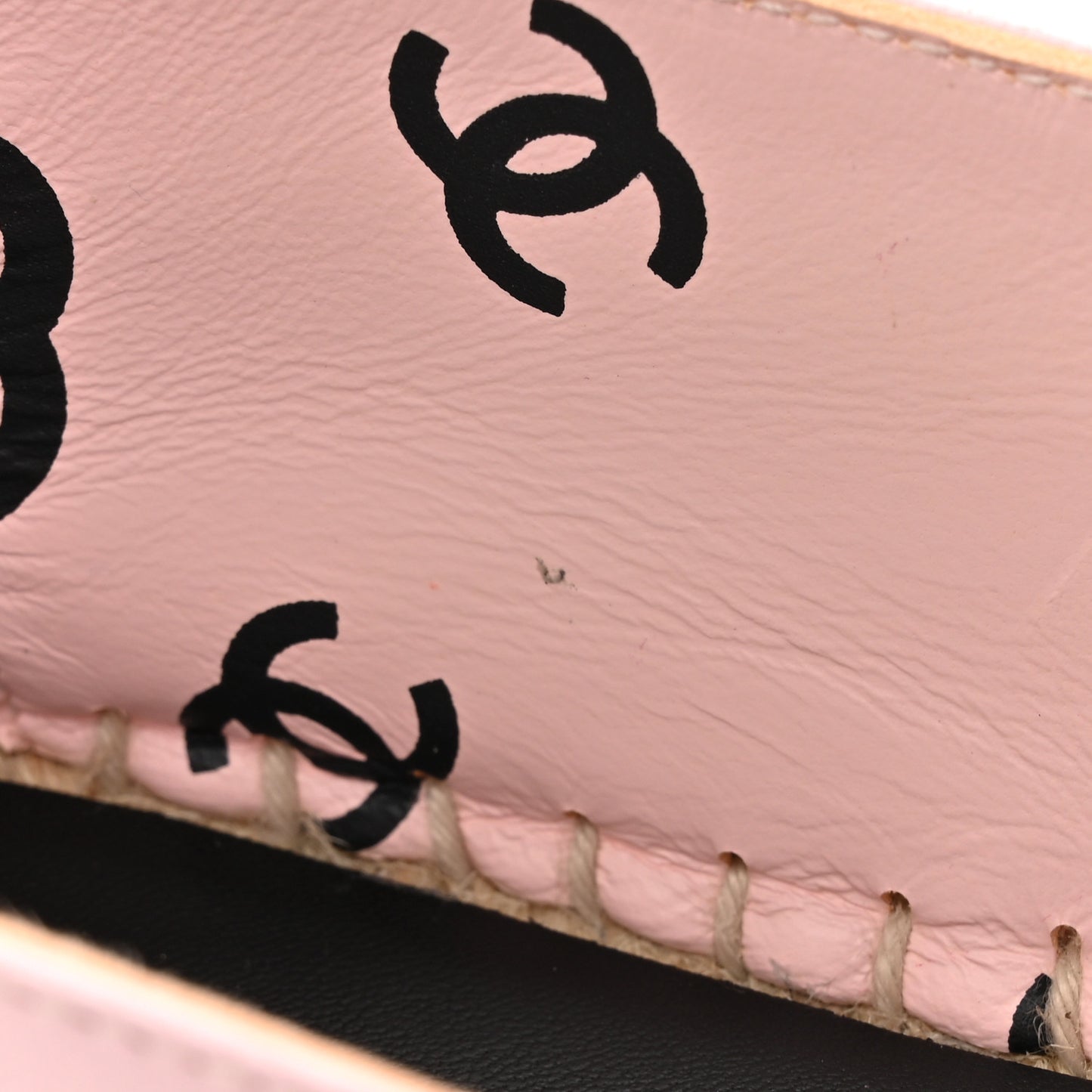 Lambskin Printed Coco Beach Espadrilles 36 Light Pink Black