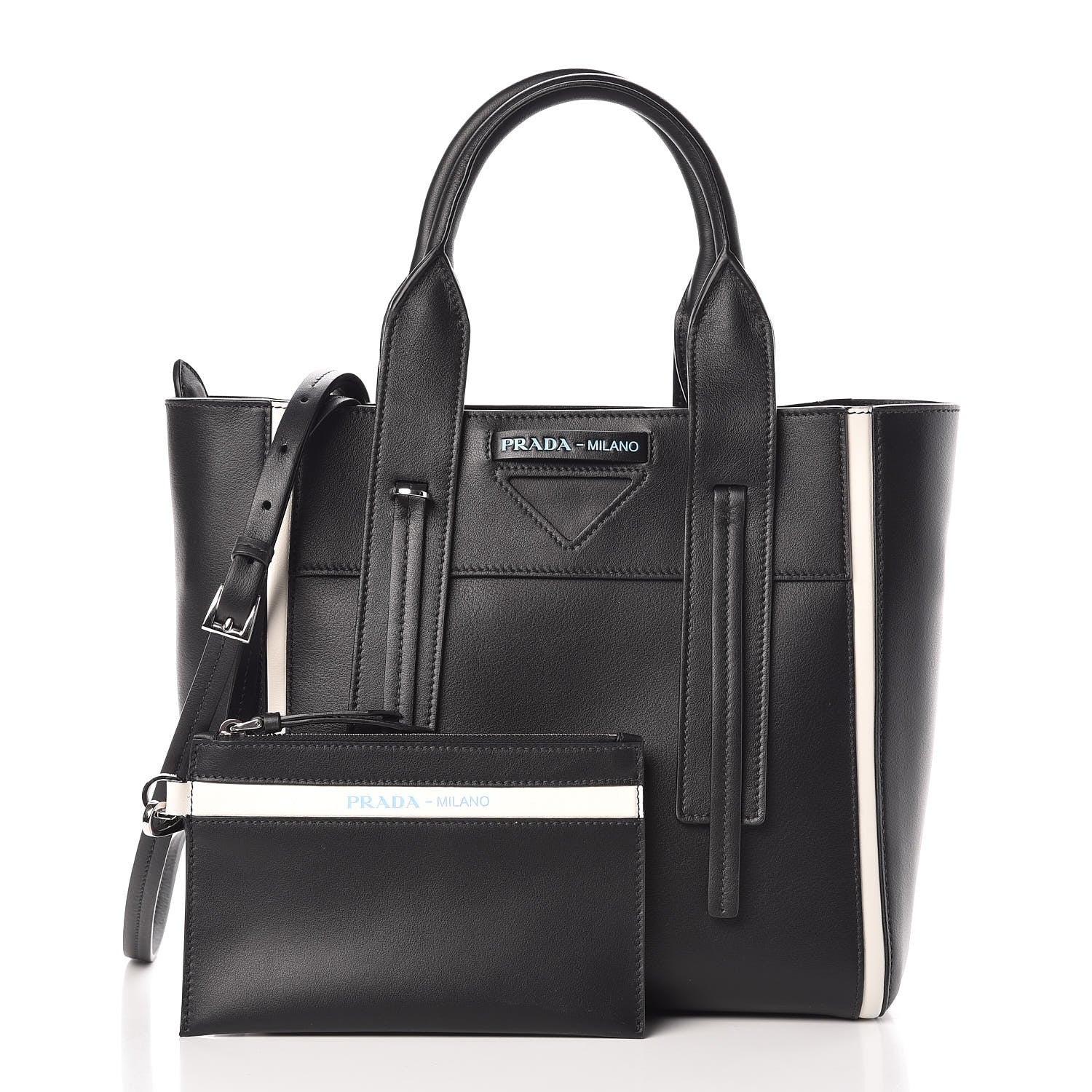 Prada Grace Lux Light Small Ouverture Shoulder Bag Black White 4 of 14