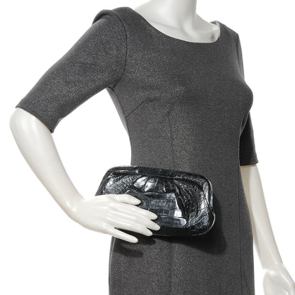 Nancy Gonzalez Crocodile Clutch Pewter 2 of 7