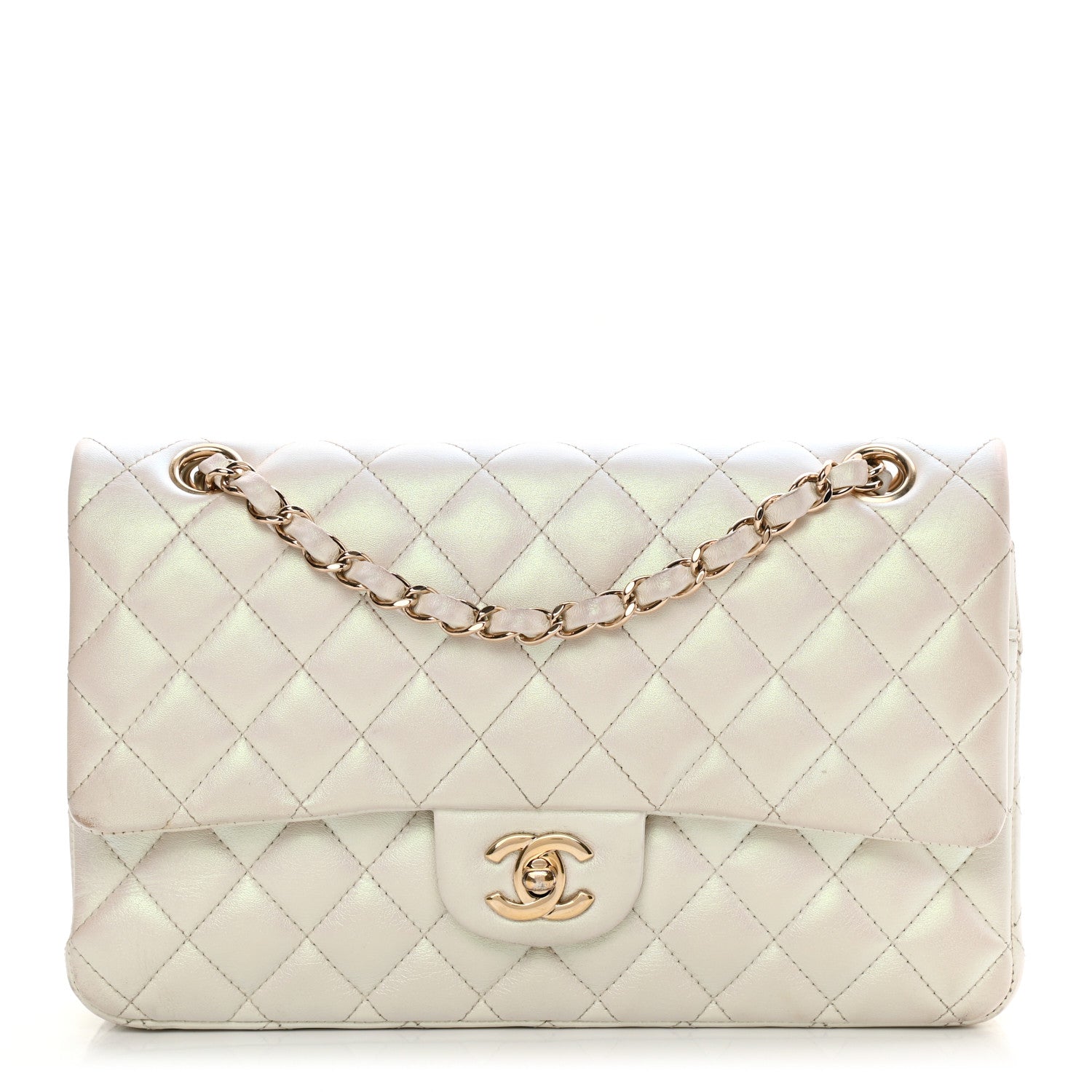 Chanel Iridescent Calfskin Quilted Medium Double Flap White 1 of 22