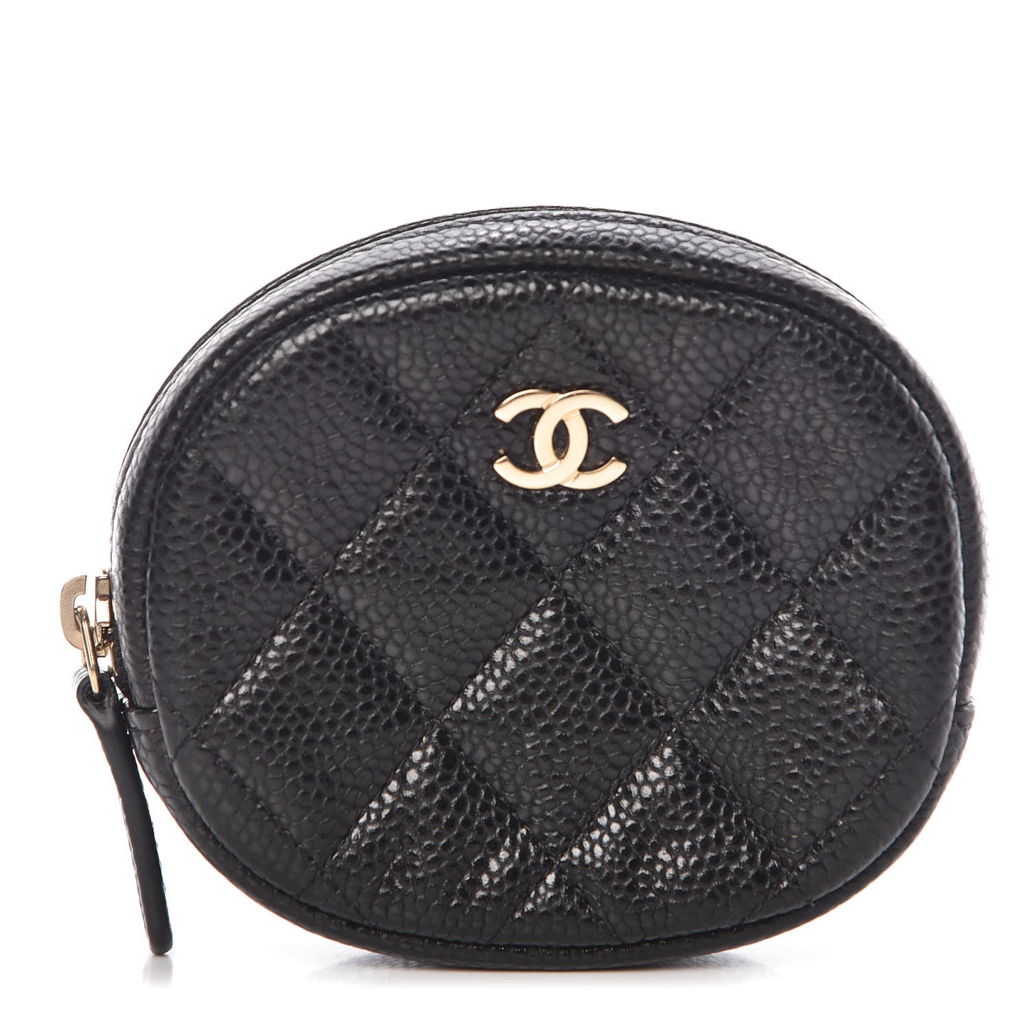 Caviar Quilted Zip Around Classic Coin Purse Black