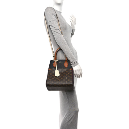Louis Vuitton Calfskin Monogram Fold Tote MM Black Wine Cream 2 of 9