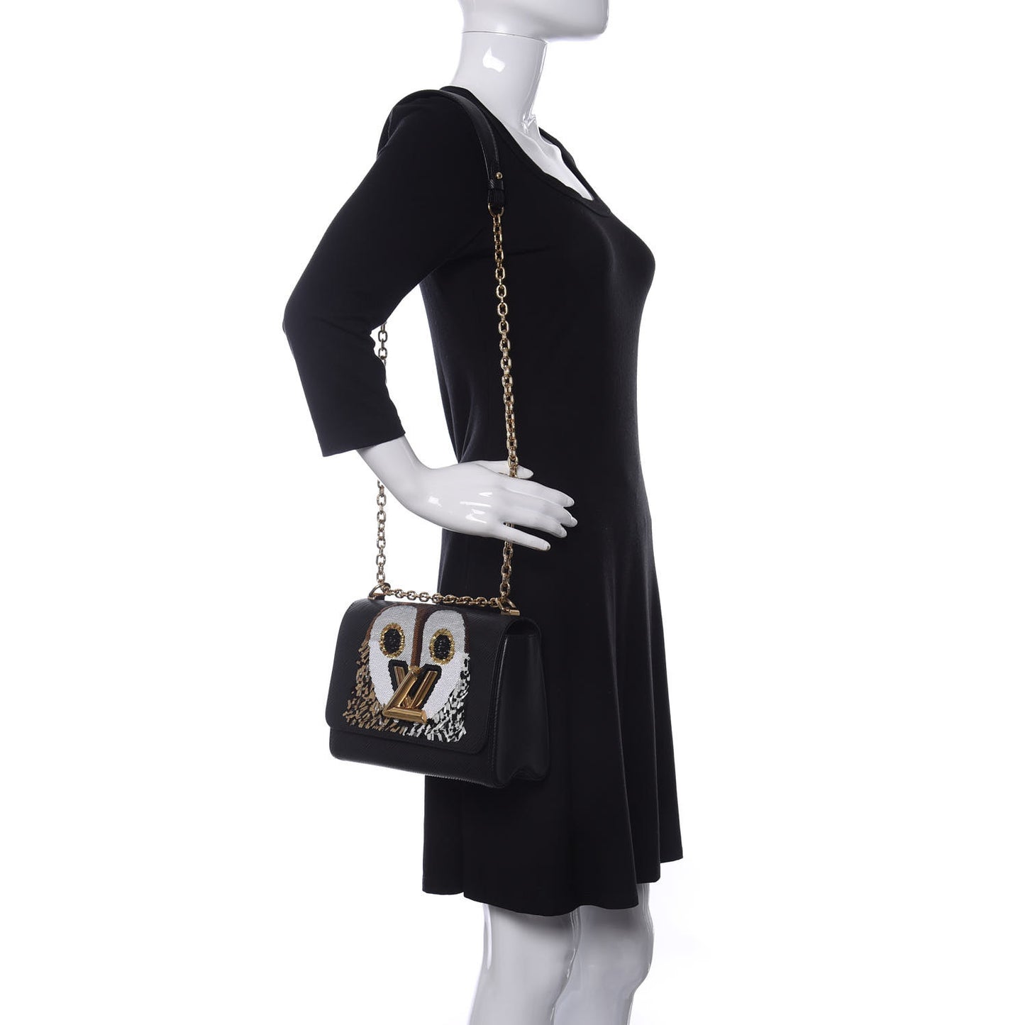 Epi Sequins Twist Shoulder Bag MM Black