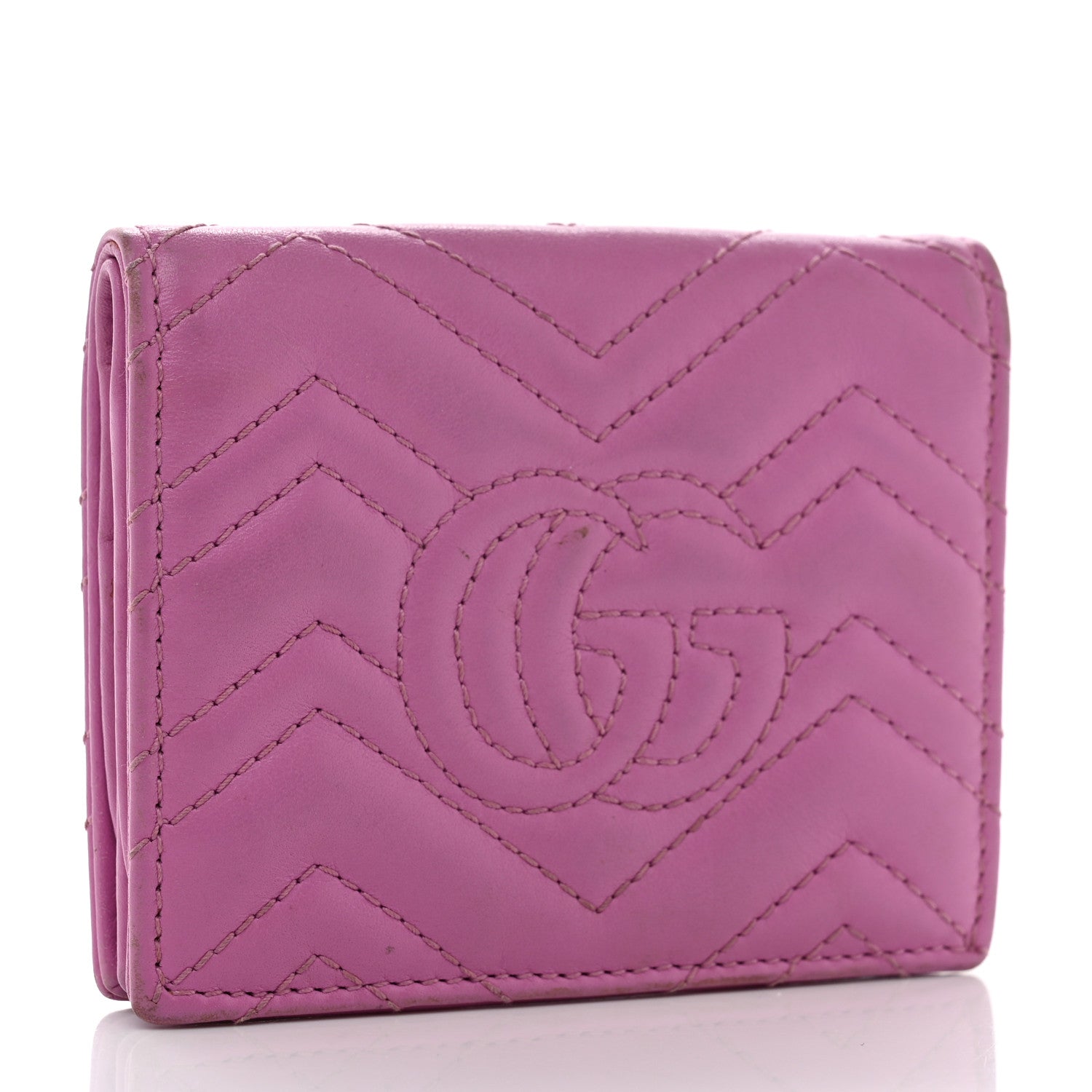 Gucci Calfskin Matelasse GG Marmont Card Case Candy Mousse 3 of 12