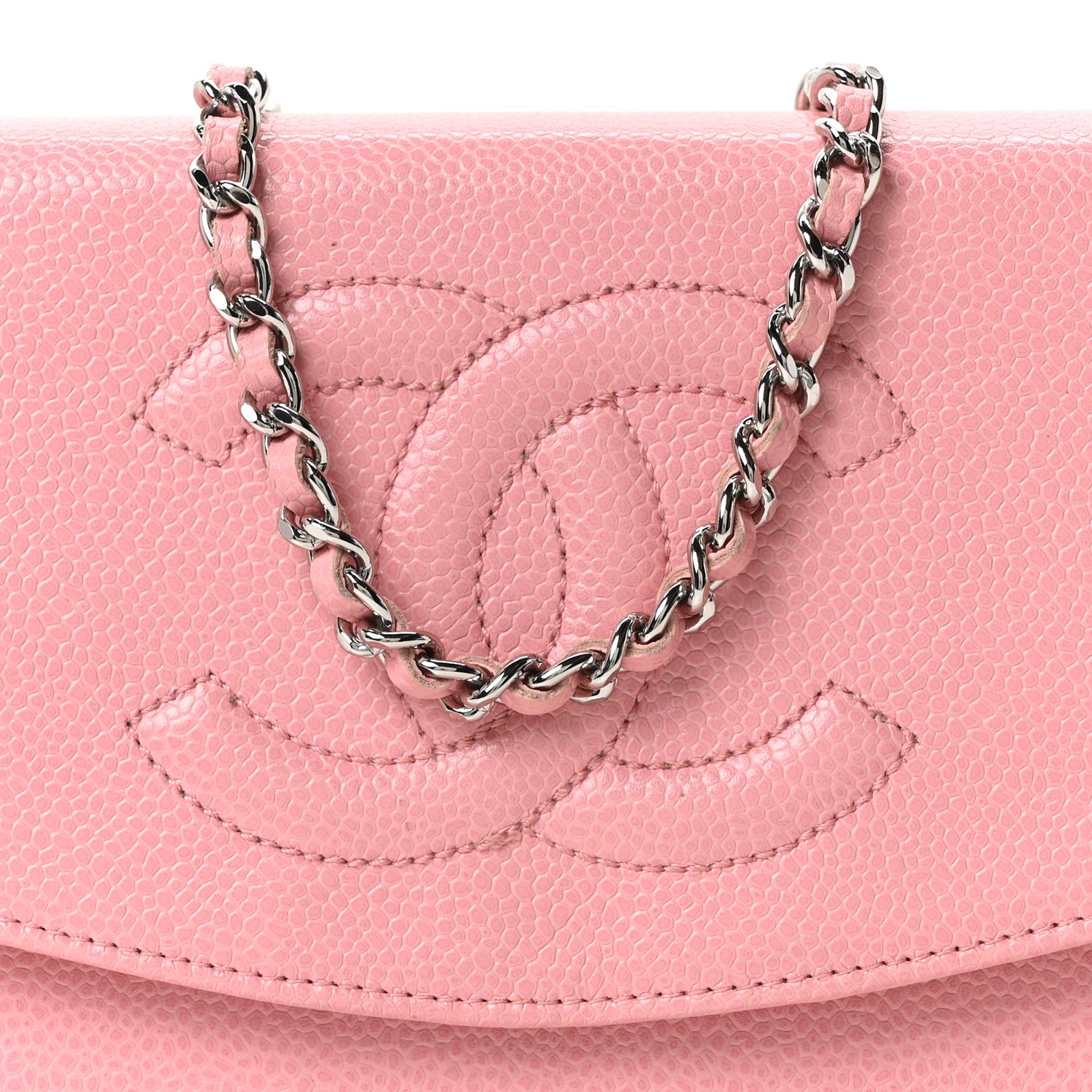 Chanel Caviar Timeless CC Wallet on Chain WOC Pink 8 of 10