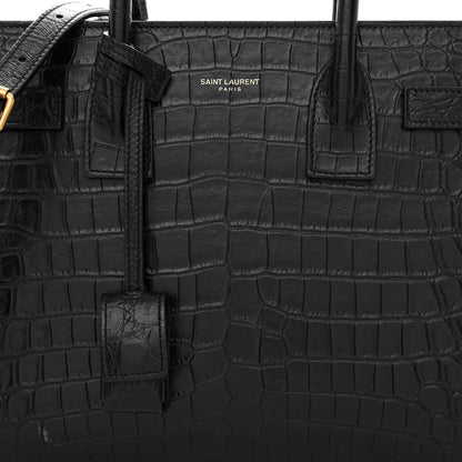 Saint Laurent Calfskin Crocodile Embossed Baby Sac De Jour Black 8 of 11