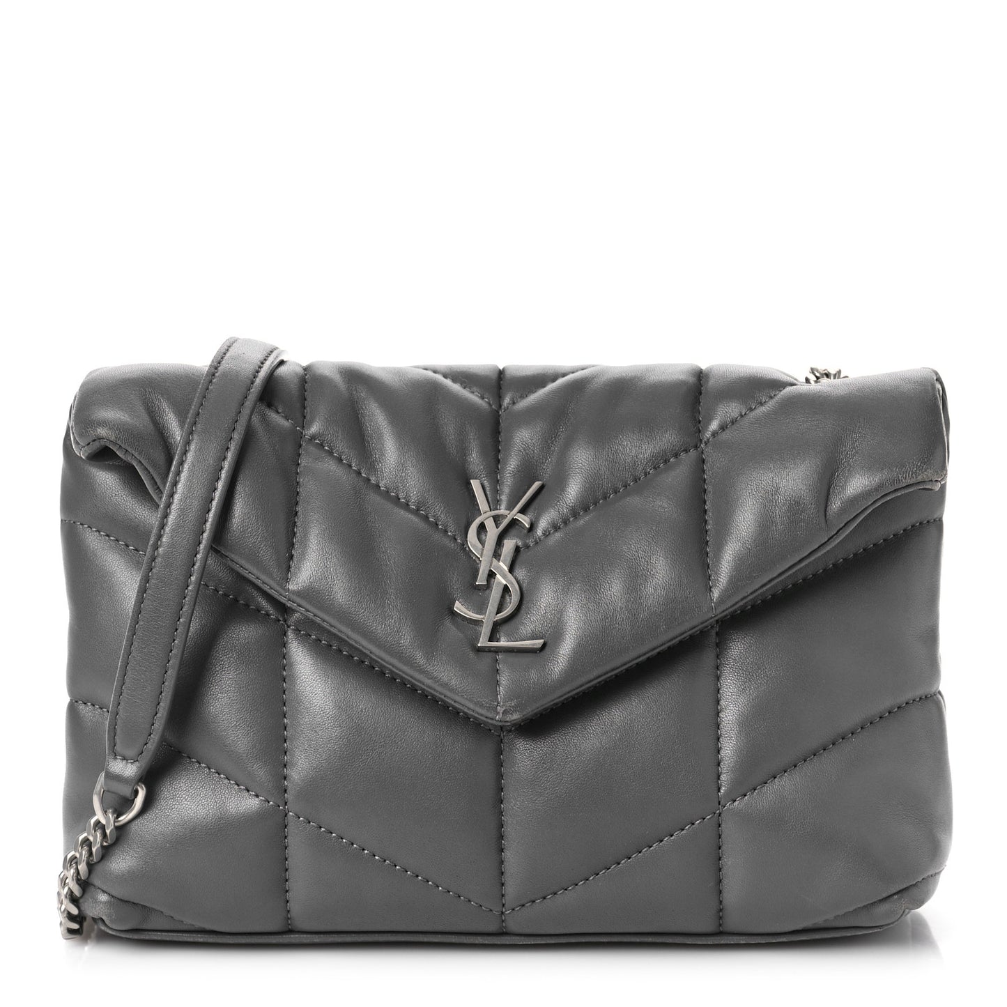 Lambskin Quilted Toy Loulou Puffer Monogram Chain Satchel Storm