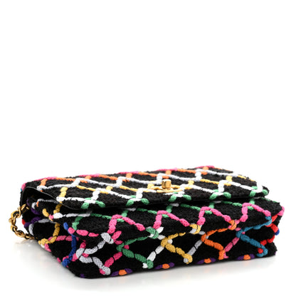 Chanel Tweed Diamond Threaded Pearl Crush Wallet On Chain WOC Black Multicolor 4 of 12