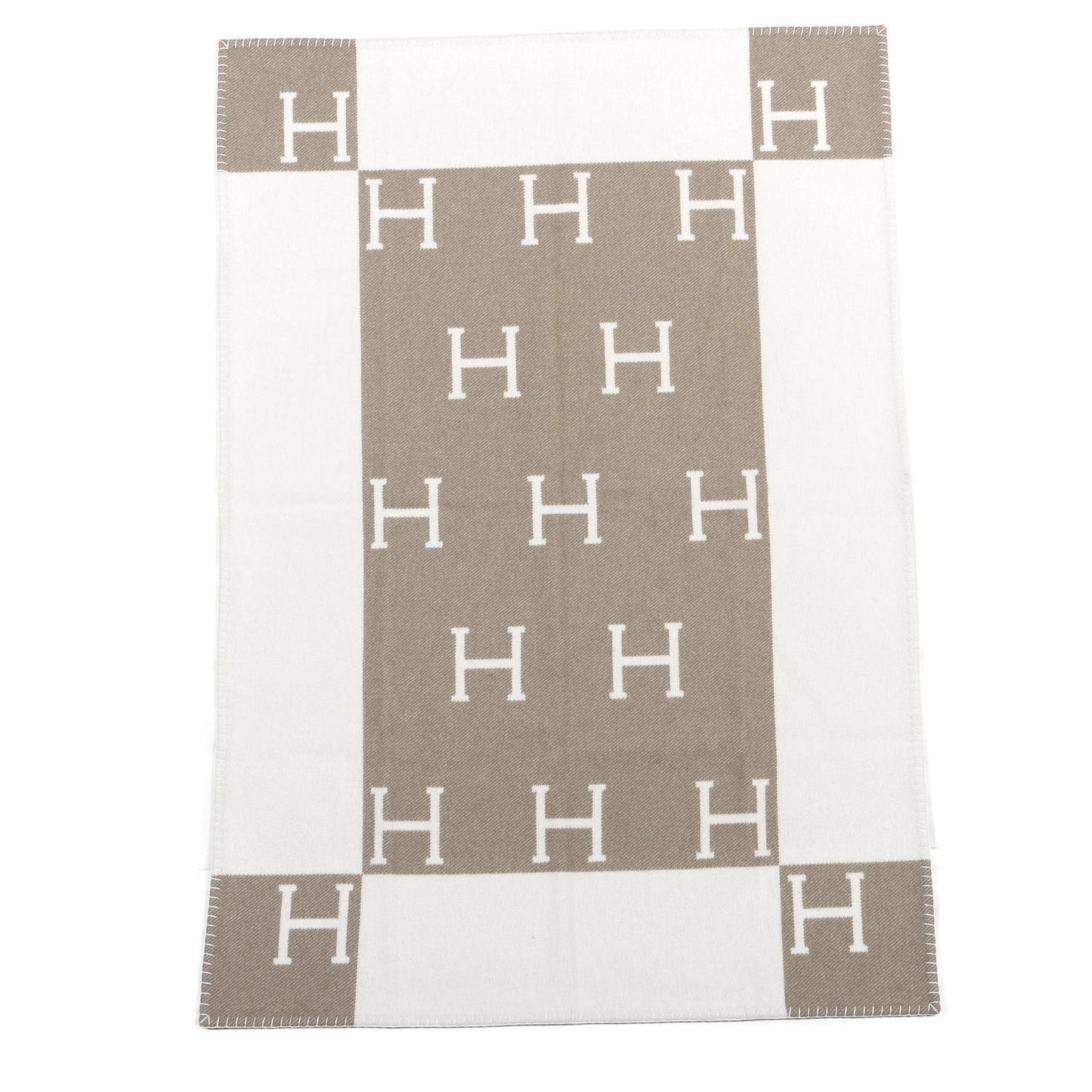 Wool Cashmere Avalon Baby Blanket Noisette Moyen White