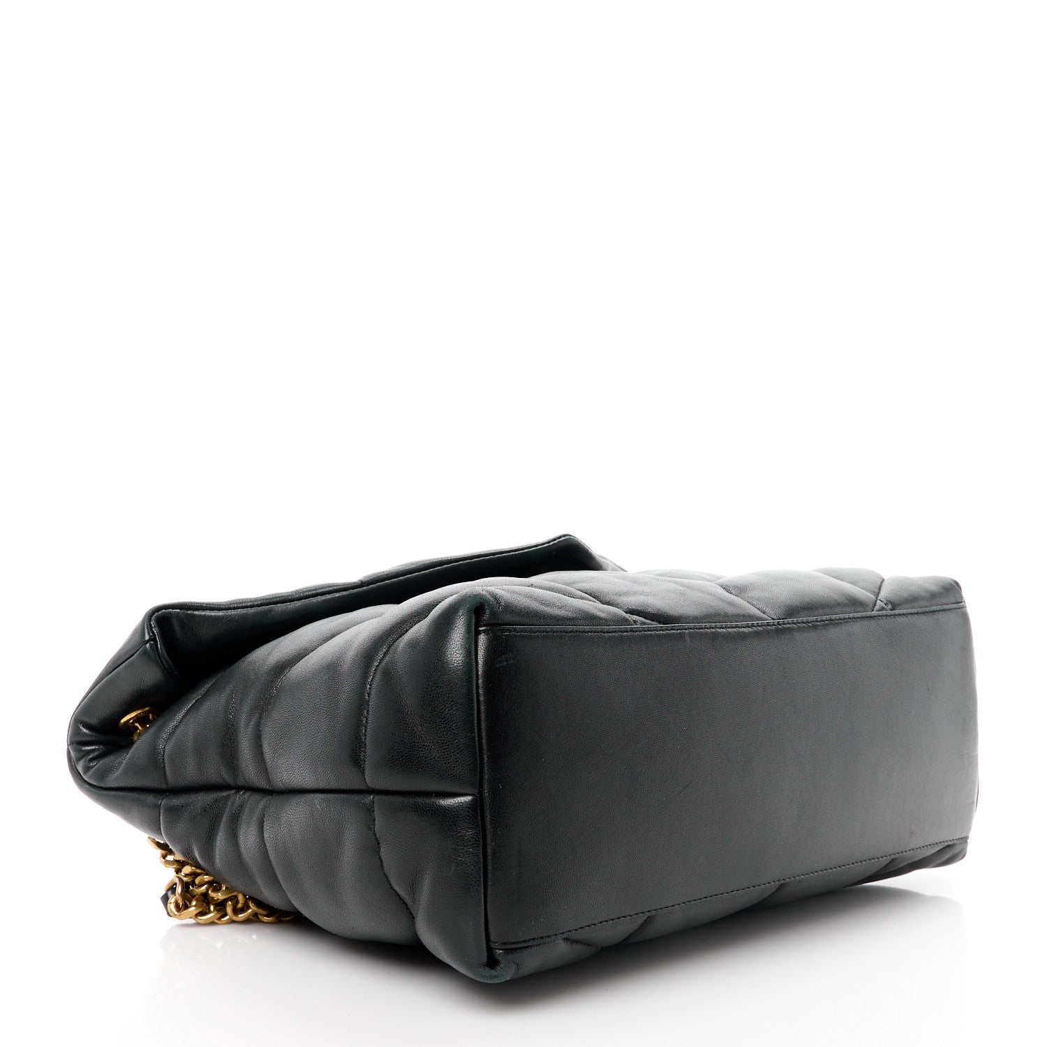 Saint Laurent Lambskin Quilted Medium Loulou Puffer Monogram Chain Satchel Dark Leaf 4 of 11