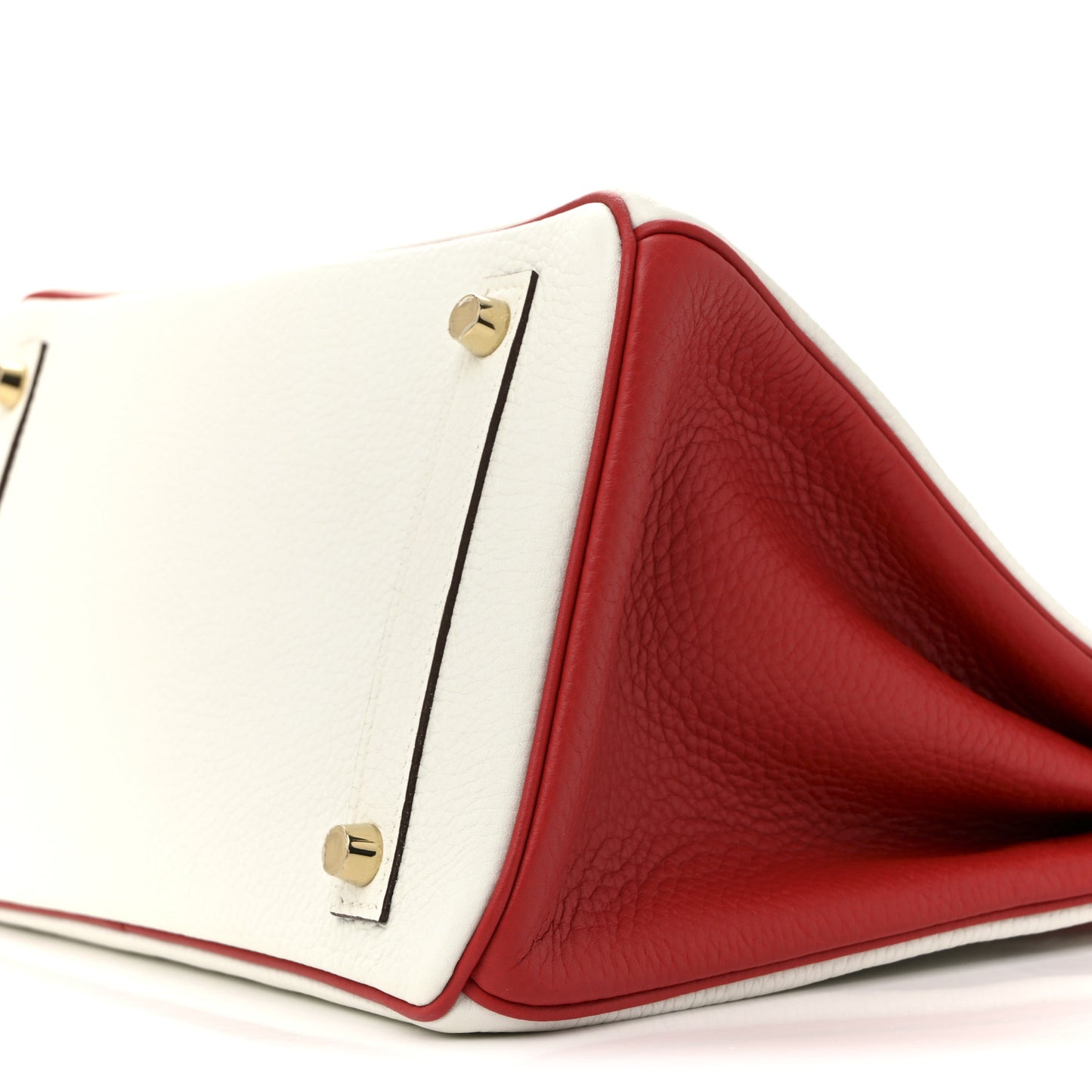 Taurillon Clemence Horseshoe Birkin 30 White Rouge Casaque