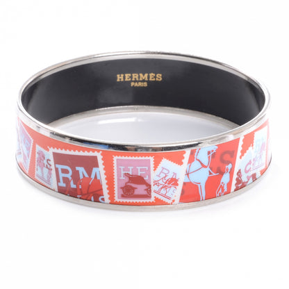 Hermes Enamel Wide Stamps Printed Bracelet 70 1 of 4