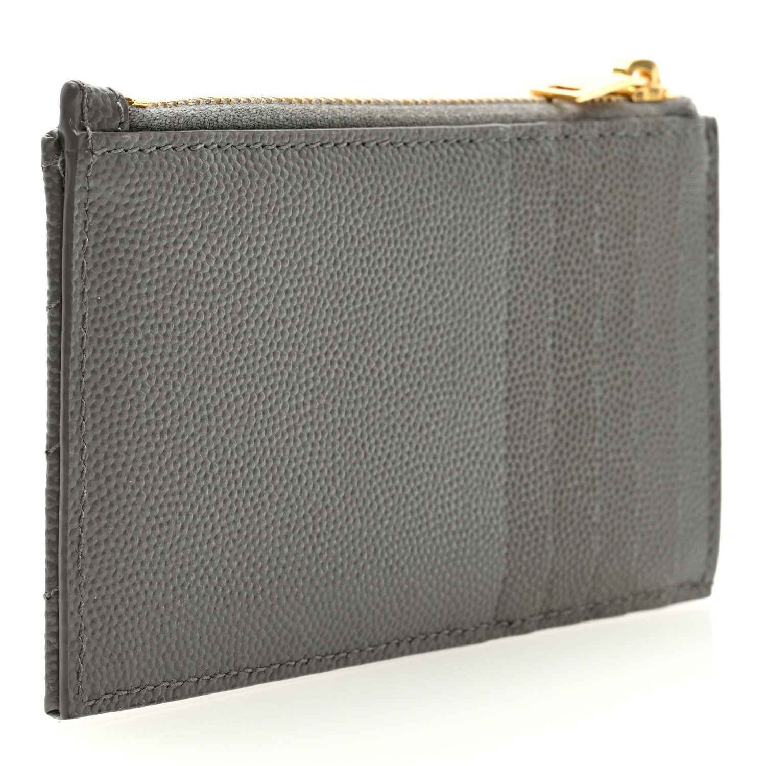 Saint Laurent Grain De Poudre Matelasse Chevron Monogram Fragments Zippered Card Case Fog 3 of 6