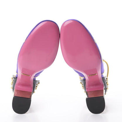 Gucci Satin Embroidered Dragon Caspar Pumps 37 Purple Oro Vecchio Black 4 of 6