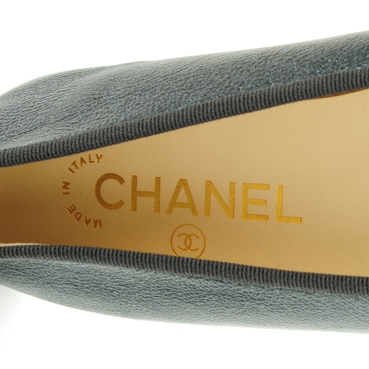 Chanel Metallic Calfskin Cap Toe CC Ballerina Flats 38.5 Grey 8 of 8