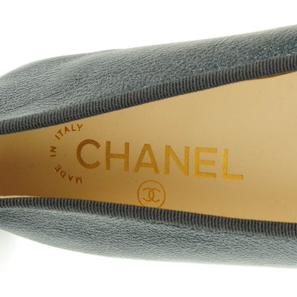 Chanel Metallic Calfskin Cap Toe CC Ballerina Flats 38.5 Grey 8 of 8