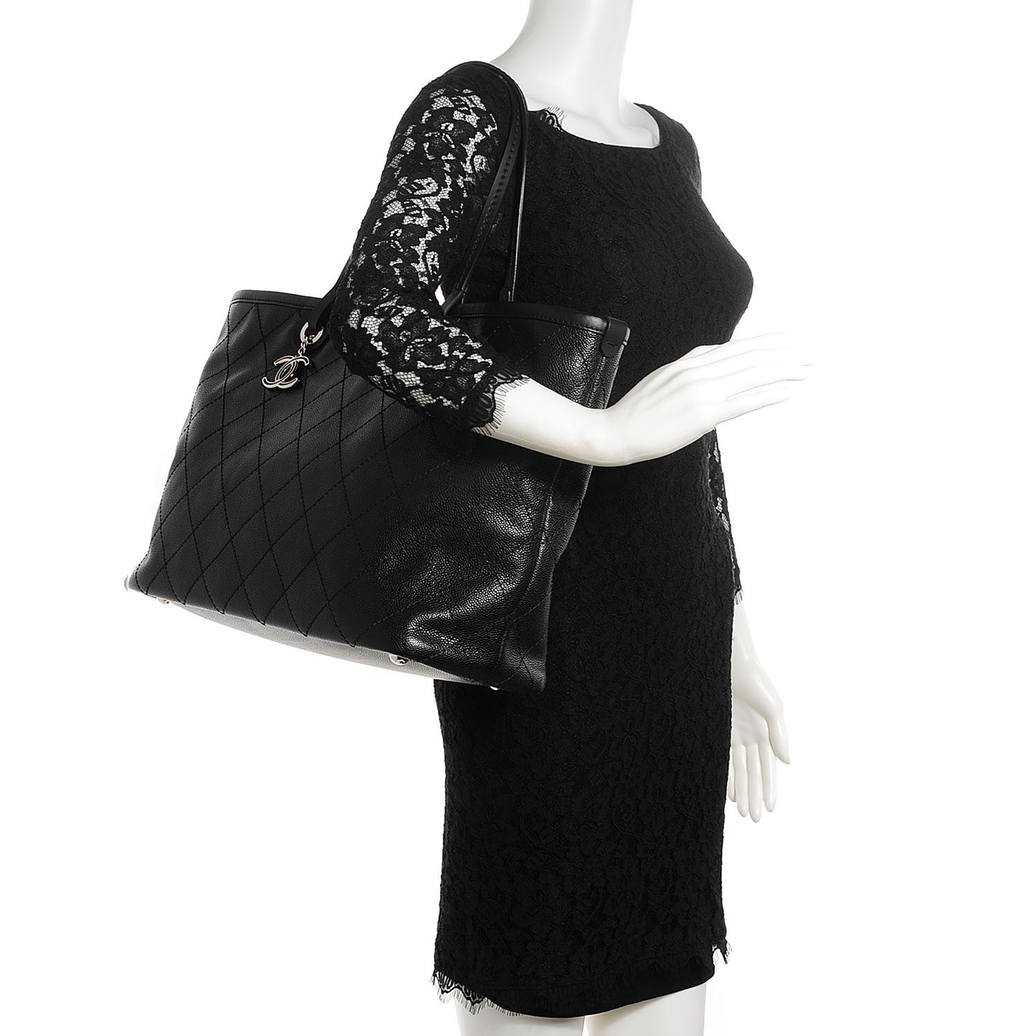 Chanel Grained Calfskin Shopping Fever Large Tote Black 2 of 7