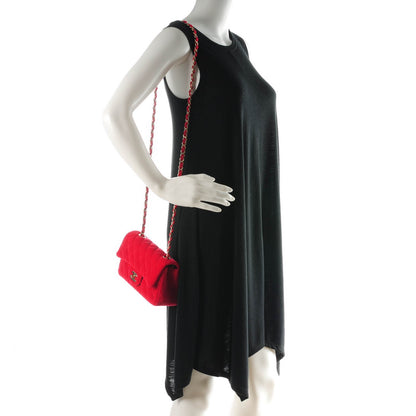 Chanel Velvet Quilted Mini Rectangular Flap Red 2 of 7