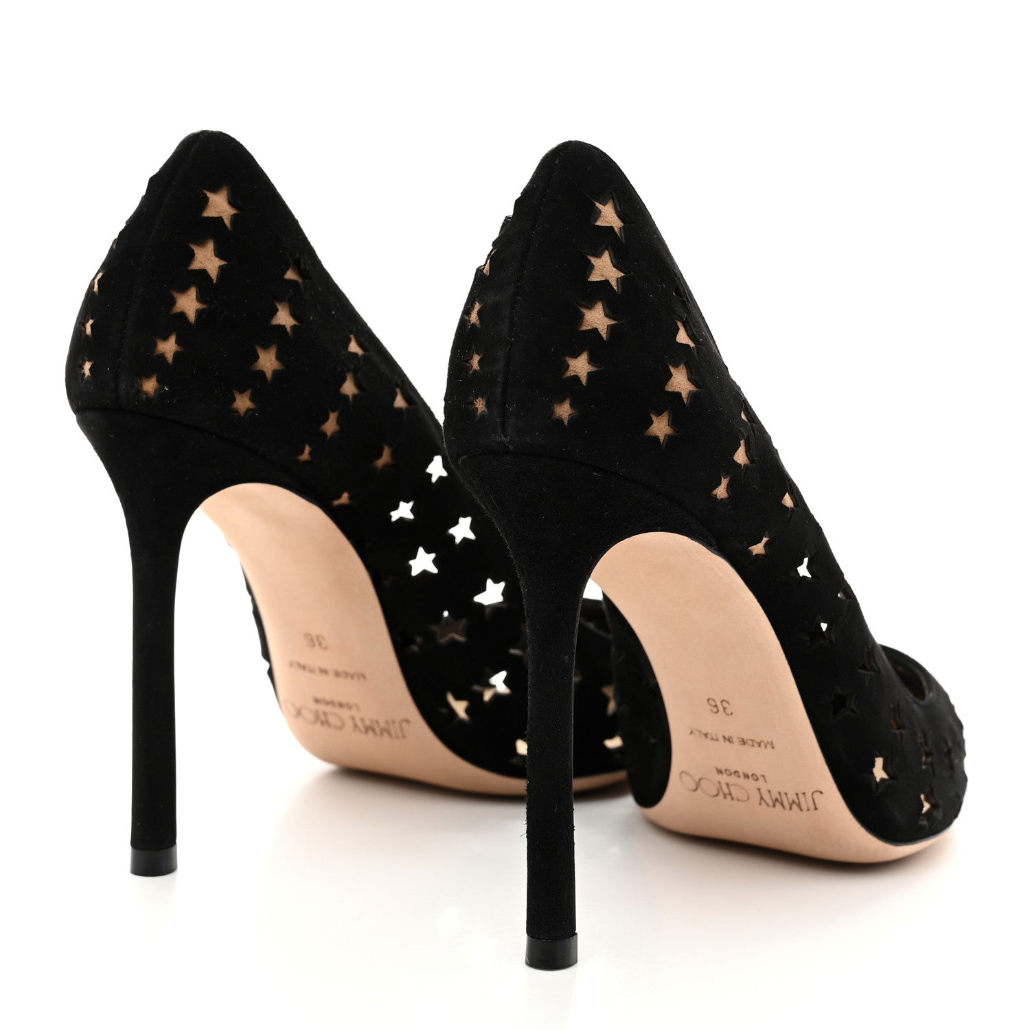 Jimmy Choo Suede Perforated Romy 100 Pumps 36 Black 1791696
