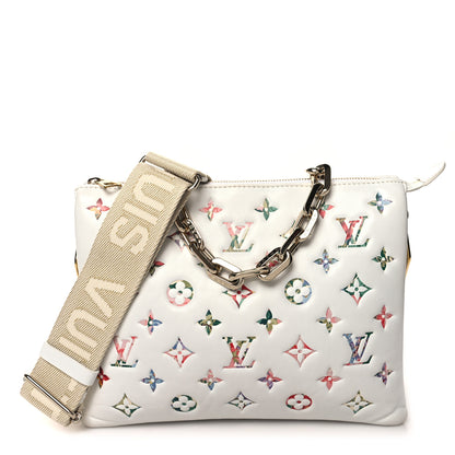 Louis Vuitton Lambskin Embossed Monogram LV Garden Coussin PM Cream 1 of 12