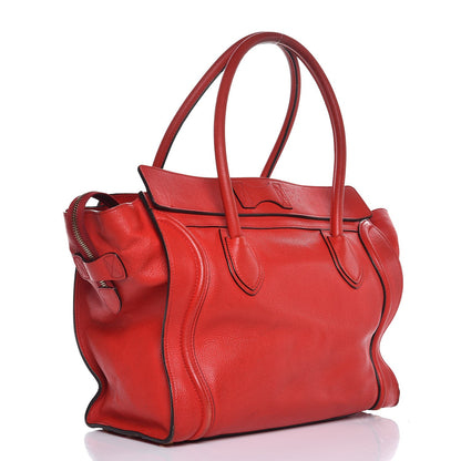 Celine Drummed Calfskin Shoulder Luggage Red 3 of 20