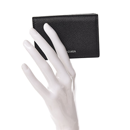 Balenciaga Signature Grained Calfskin Logo Mini Ville Wallet Black 2 of 9