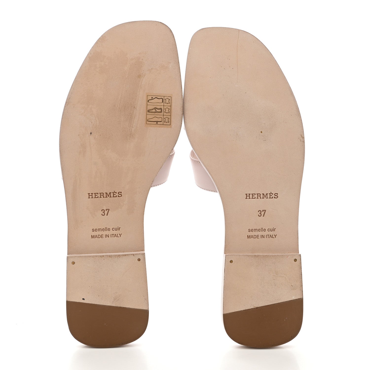 Hermes Box Calfskin Oran Sandals 37 Rose Pale 5 of 9